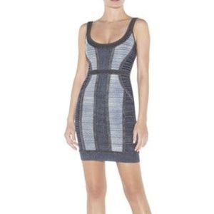 HERVE LEGER DENIM BANDAGE DRESS